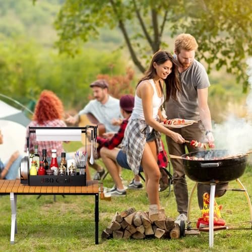ZDDLOINP BBQ Grill Caddy with Paper Towel Holder & Utensil Hooks - Image 4