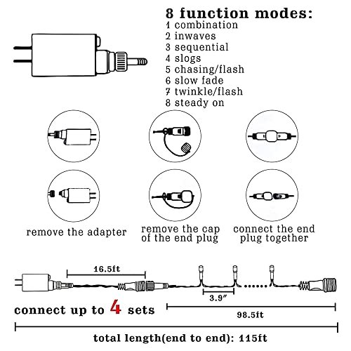 Dazzle Bright 300 LED White Christmas Lights 100 FT Waterproof 8 Modes - Image 2