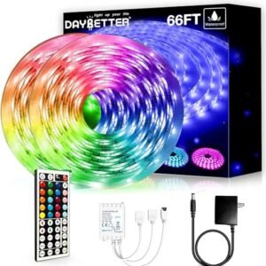 DAYBETTER 66ft Waterproof LED Strip Lights Outdoor Indoor RGB Remote
