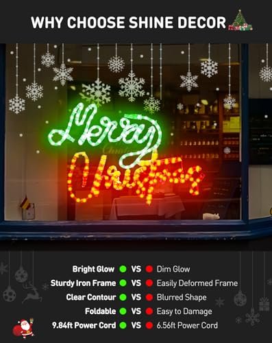 Shine Decor 24" Merry Christmas LED Sign, Waterproof Red & Green Lights - Image 8
