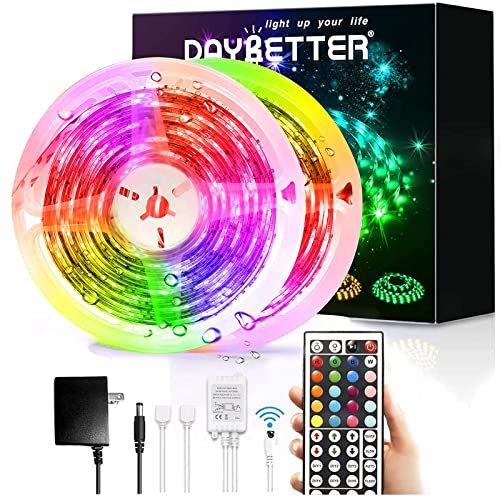 DAYBETTER 32.8ft Waterproof LED Strip Lights, Color Changing with Remote