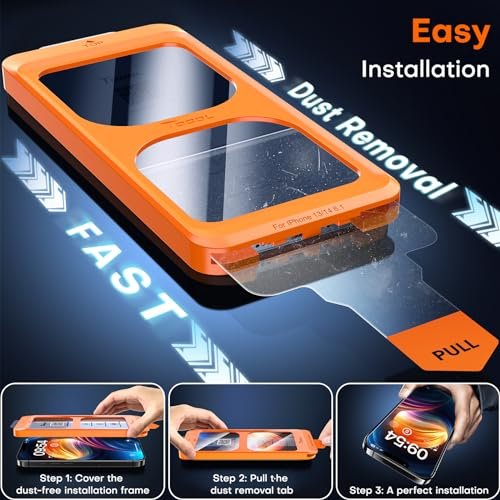 TOCOL iPhone 14 Screen Protector 2-Pack, 9H Tempered Glass, Full Cover - Image 2