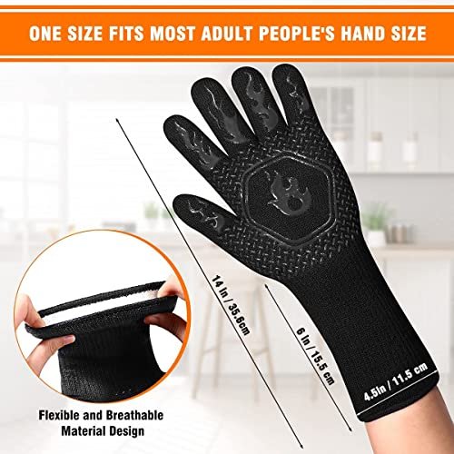 HAMITOR Heat Resistant BBQ Grill Gloves - 1472°F Fireproof Cooking Mitts - Image 5