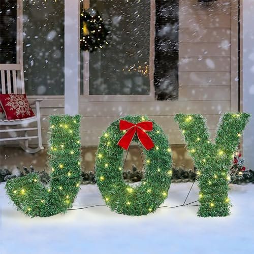 Christmas Joy Yard Lights | 3-Piece Outdoor Festive Holiday Decor Sign Set