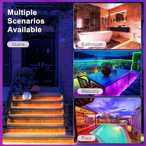 DAYBETTER 66ft Waterproof LED Strip Lights Outdoor Indoor RGB Remote - Image 4