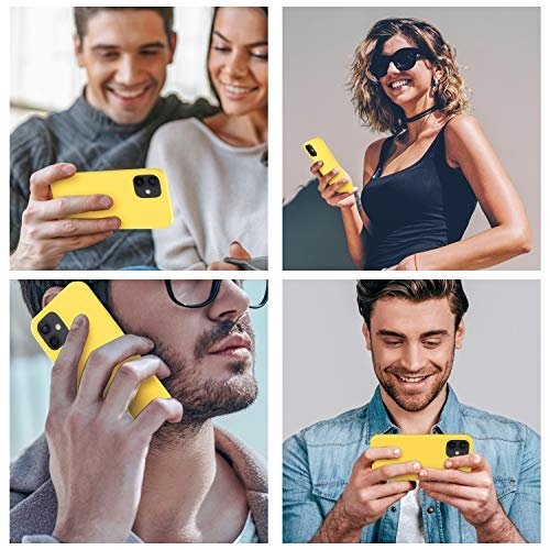 Yellow Silicone Shockproof Case for iPhone 12/12 Pro, Soft Microfiber Lining - Image 2