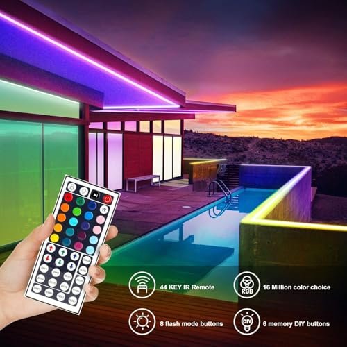 DAYBETTER 66ft Waterproof LED Strip Lights Outdoor Indoor RGB Remote - Image 9