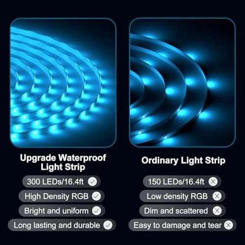 DAYBETTER 66ft Waterproof LED Strip Lights Outdoor Indoor RGB Remote - Image 3