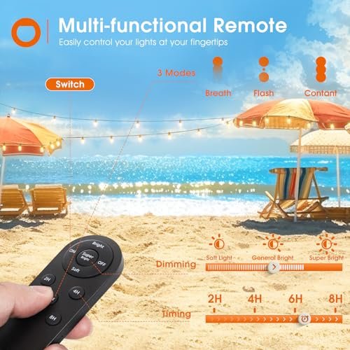 addlon 54FT Solar String Lights Outdoor, USB & Remote, 20H+ Dimmable LED - Image 4