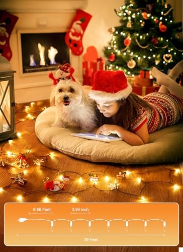 Warm White LED Christmas Lights - 39ft 100 Bulbs, 8 Modes, Outdoor Decorations - Image 6