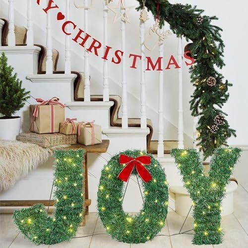 Christmas Joy Yard Lights | 3-Piece Outdoor Festive Holiday Decor Sign Set - Image 4