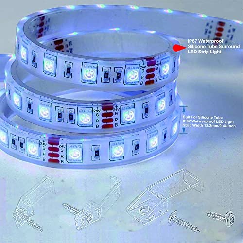 10mm LED Strip Mounting Clips 100-Pack Waterproof Outdoor Silicone Tube Bracket - Image 3