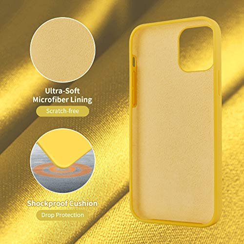 Yellow Silicone Shockproof Case for iPhone 12/12 Pro, Soft Microfiber Lining - Image 5