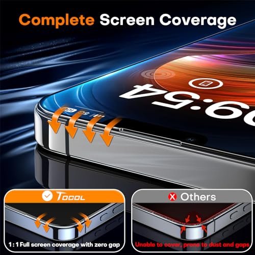 TOCOL iPhone 14 Screen Protector 2-Pack, 9H Tempered Glass, Full Cover - Image 5
