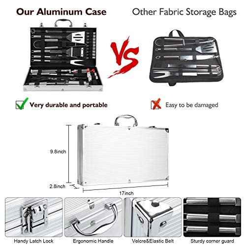 Birald 34PCS BBQ Grill Set – Stainless Steel Tools with Case & Mats - Image 2