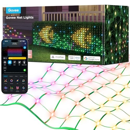 Govee RGBIC Outdoor Net Lights, 480 LEDs, Smart & Waterproof, 64 Modes