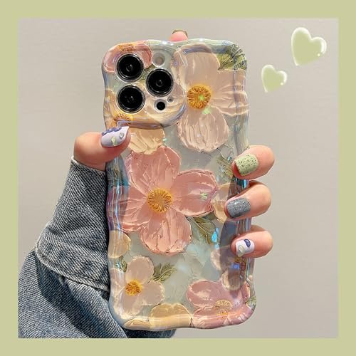 EYZUTAK iPhone 12 Case, Retro Floral Laser Glossy TPU Cover - Green - Image 9