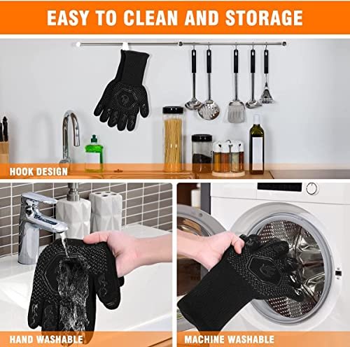 HAMITOR Heat Resistant BBQ Grill Gloves - 1472°F Fireproof Cooking Mitts - Image 6