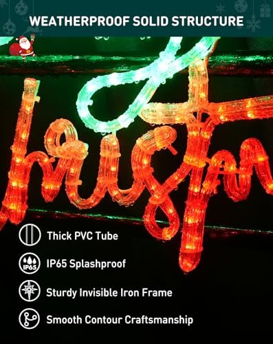 Shine Decor 24" Merry Christmas LED Sign, Waterproof Red & Green Lights - Image 6