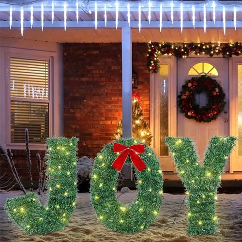 Christmas Joy Yard Lights | 3-Piece Outdoor Festive Holiday Decor Sign Set - Image 3