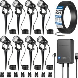LED Landscape Lights Kit: 8 Low Voltage Outdoor Uplights for Yard & Garden