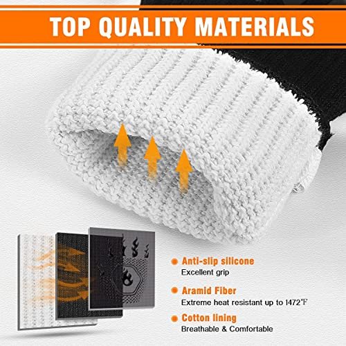 HAMITOR Heat Resistant BBQ Grill Gloves - 1472°F Fireproof Cooking Mitts - Image 4