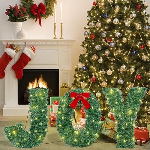 Christmas Joy Yard Lights | 3-Piece Outdoor Festive Holiday Decor Sign Set - Image 7