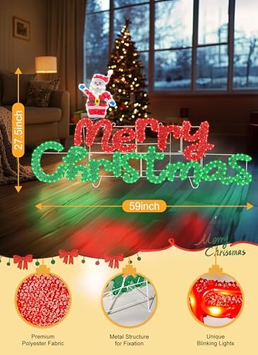Brightown 4.9FT Lighted Merry Christmas Sign – Outdoor & Indoor Decor - Image 2