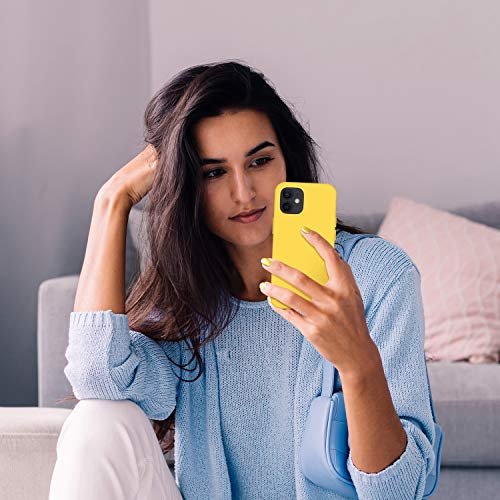 Yellow Silicone Shockproof Case for iPhone 12/12 Pro, Soft Microfiber Lining - Image 7