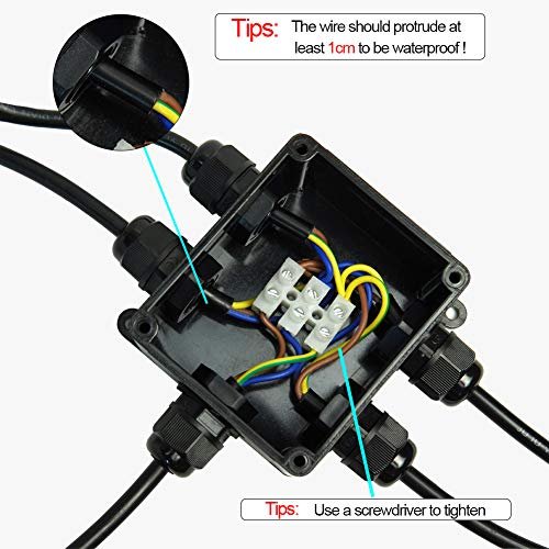 Kekeou 5-Way Outdoor Electrical Junction Box, Waterproof Cable Connector - Image 5