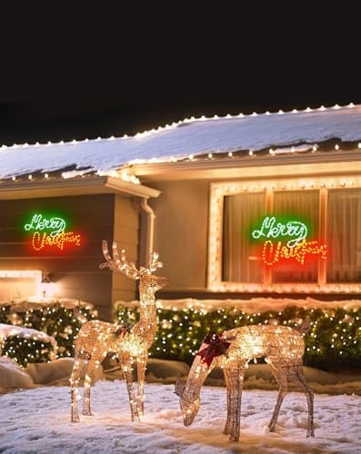 Shine Decor 24" Merry Christmas LED Sign, Waterproof Red & Green Lights - Image 3