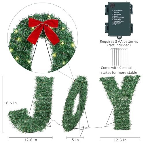 Christmas Joy Yard Lights | 3-Piece Outdoor Festive Holiday Decor Sign Set - Image 2