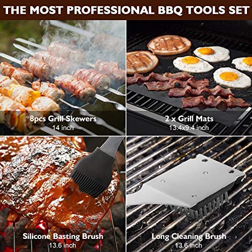 Birald 34PCS BBQ Grill Set – Stainless Steel Tools with Case & Mats - Image 4