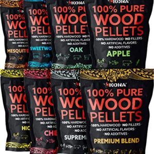 Kona Wood Pellets Variety Pack – 8 Flavors for Ninja Woodfire Grill