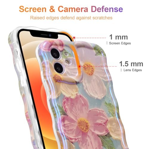 Chic Floral iPhone 11 Case - Retro Oil Painting Design Protective Cover Green - Image 4