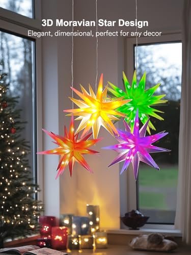Moravian Star Christmas Tree Topper LED Light - App Controlled Color Changing - Image 4