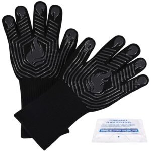 Pro BBQ Gloves: Heat Resistant 1472°F Silicone Grill Mitts for Cooking & Camping