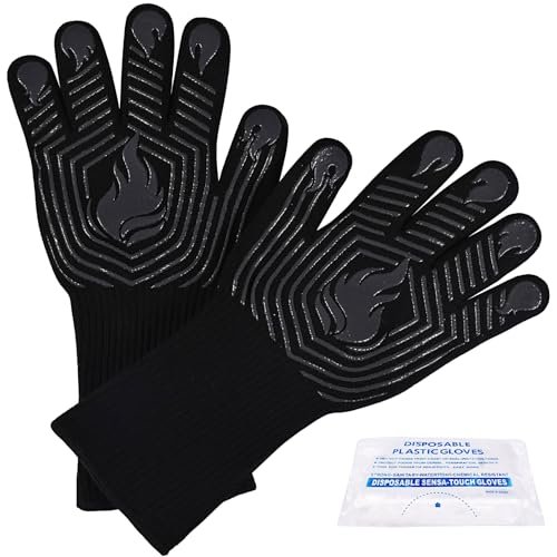Pro BBQ Gloves: Heat Resistant 1472°F Silicone Grill Mitts for Cooking & Camping