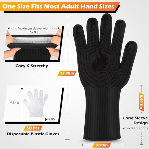 Pro BBQ Gloves: Heat Resistant 1472°F Silicone Grill Mitts for Cooking & Camping - Image 2