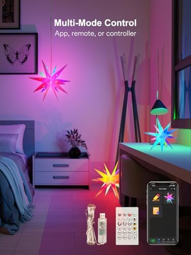 Moravian Star Christmas Tree Topper LED Light - App Controlled Color Changing - Image 2