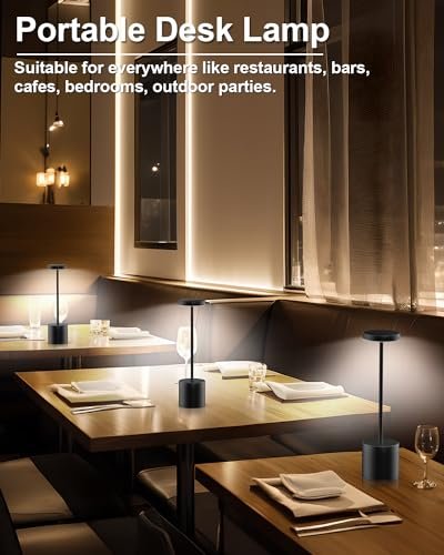 Portable LED Desk Lamps: Rechargeable Battery Cordless Table Lights Set of 2 - Image 2
