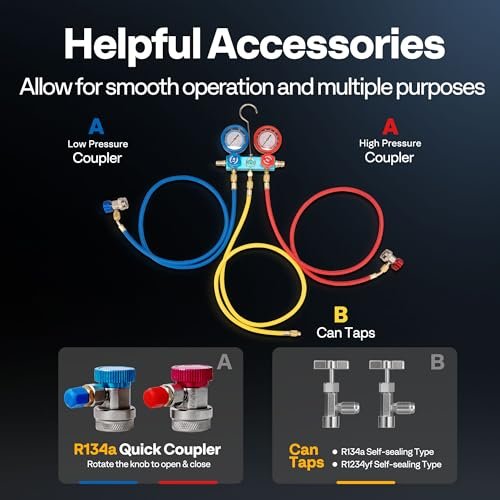 VIVOHOME AC Vacuum Pump Kit: 1/3 HP 4.5CFM Refrigeration Manifold Gauge Set - Image 5