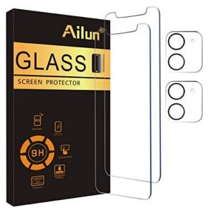Ailun 2Pack Screen Protector Compatible for iPhone 11 [6.1 inch] + 2 Pack Camera Lens Protector,Tempered Glass Film, [9H Hardness] - HD