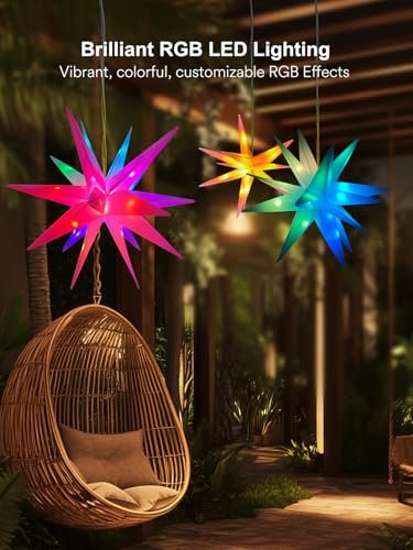 Moravian Star Christmas Tree Topper LED Light - App Controlled Color Changing - Image 3