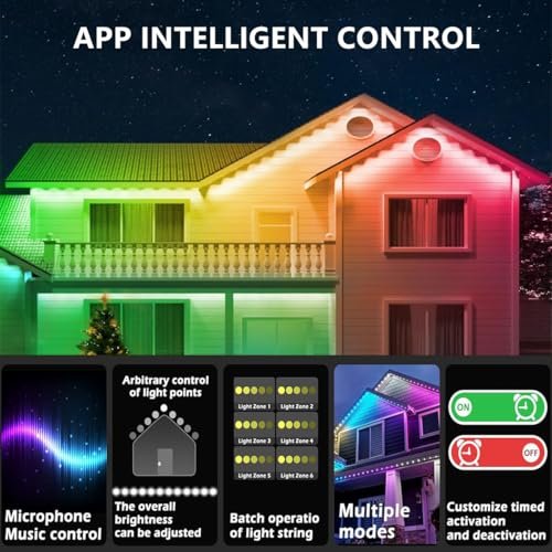 RGB LED Outdoor String Lights 200ft Smart WiFi Christmas Decoration Waterproof - Image 3