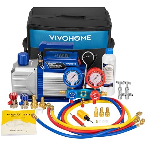 VIVOHOME AC Vacuum Pump Kit: 1/3 HP 4.5CFM Refrigeration Manifold Gauge Set