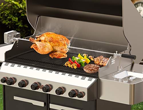 Universal BBQ Rotisserie Kit: 45" Spit Rod, Electric Motor, Gas Grill Accessory - Image 3