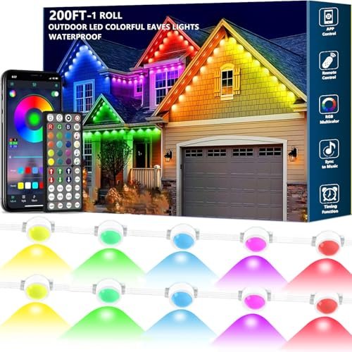 RGB LED Outdoor String Lights 200ft Smart WiFi Christmas Decoration Waterproof