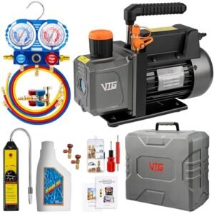 Professional HVAC AC Vacuum Pump Kit - 4.5 CFM, Manifold Gauge, Leak Detector