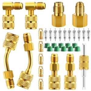 Pro Mini Split R410a Adapter Kit: 34 Piece Refrigerant Hose Connector Set